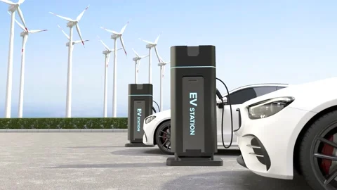  Electric car is charging the battery at the Ev charging station Stock Footage 237909031