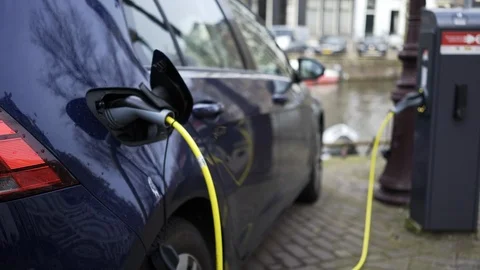 The electric car is charging. Stock Footage 95881636