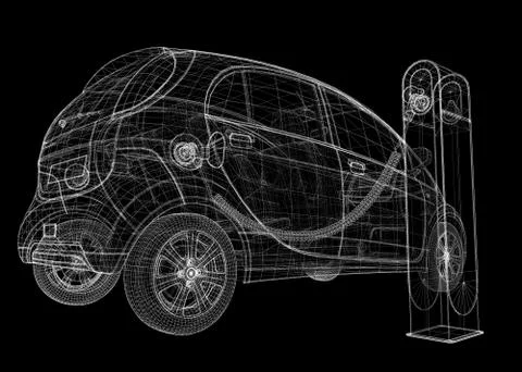 Electric car charging Stock Illustration