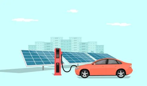 Electric car charging Stock Illustration