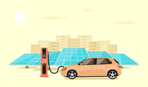 Electric car charging Stock Illustration