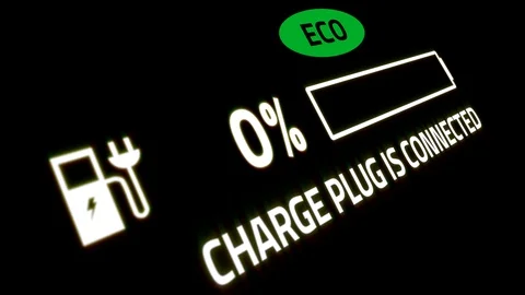 Electric car charging indicating progress of fillings energy. Vehicle indicator Stock Footage 128740405