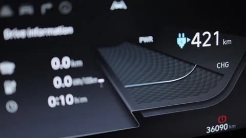 Electric Car Charging Indicating the Progress of the Charging. The indicator Stock-Footage 288192501