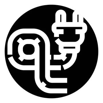 Electric car charging plug and cable icon Stock Illustration
