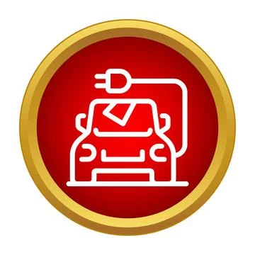 Electric car charging with plug icon illustration Stock Illustration