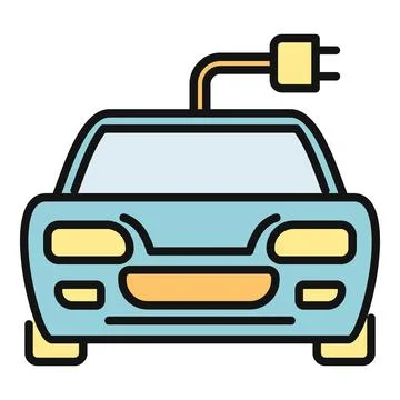 Electric car charging with plug icon illustration Иллюстрация