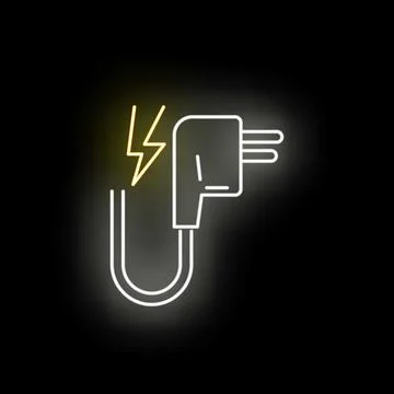Electric car charging plug neon sign glowing Stock Illustration
