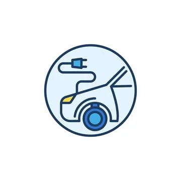 Electric car with Charging Plug vector round colored icon Stock Illustration