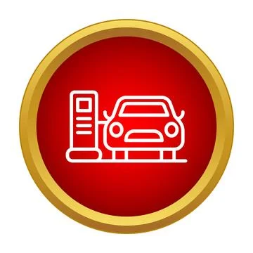 Electric car charging point icon with red circle Stock Illustration