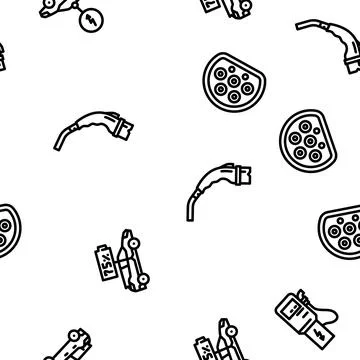 Electric car charging seamless pattern vector Stock Illustration