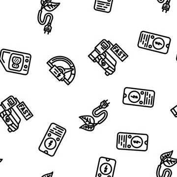 Electric car charging seamless pattern vector Illustrazione stock