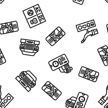 Electric car charging seamless pattern vector Illustration