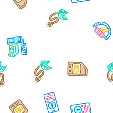 Electric car charging seamless pattern vector Stock Illustration
