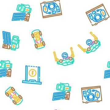 Electric car charging seamless pattern vector Stock Illustration