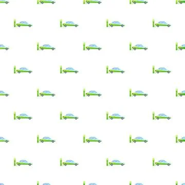 Electric car charging seamless pattern promoting green energy Illustrazione stock