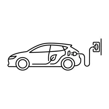 Electric car charging at a station vector Stock Illustration