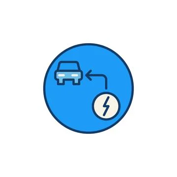 Electric car Charging vector concept round colored icon Stock Illustration