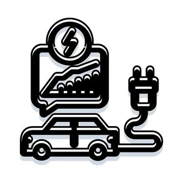 Electric car charging while tracking energy usage icon Stock Illustration