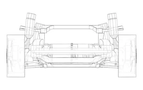 Electric Car Chassis with battery. Vector Stock Illustration