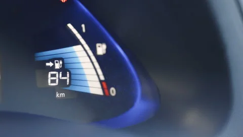 Electric car dashboard display. Electric Car Charging Indicating the Progress of Stock Footage 196002163