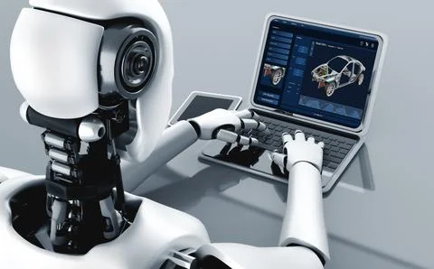 Electric car design software on computer screen show simulation blueprint snugly イラスト素材