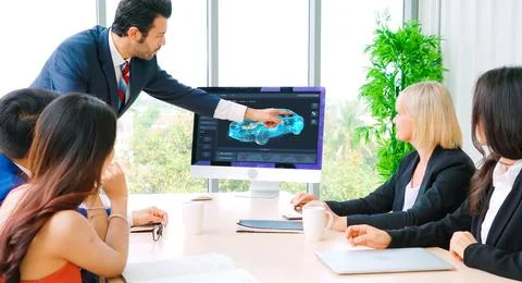 Electric car design software on computer screen show simulation blueprint snugly Stock Photos