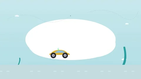 Electric Car Driving Through Flat Landscape - Teal Animation Vídeos de archivo 341488433