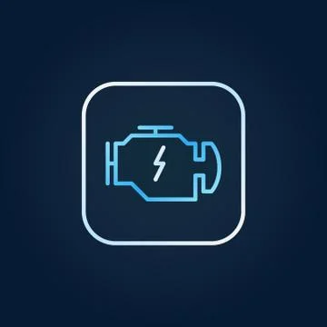 Electric car engine vector outline colored icon Stock Illustration