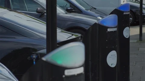 Electric Car (EV) Charging Points Stock Footage 93209145
