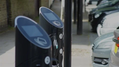 Electric Car (EV) Charging Points Stock Footage 93209158