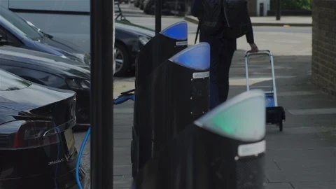 Electric Car (EV) Charging Points Stock Footage 93209168