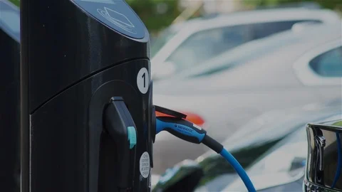 Electric Car (EV) Charging Points Stock Footage 93209199