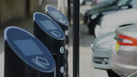 Electric Car (EV) Charging Points Stock Footage 93209217