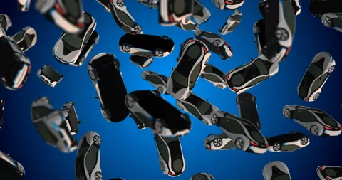 Electric Car falling rain slow motion animation Stockbeeldmateriaal 162434686