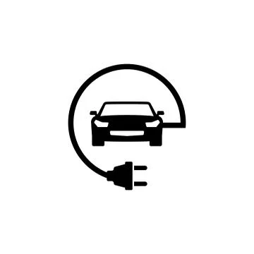 Electric Car Flat Vector Icon Stock Illustration