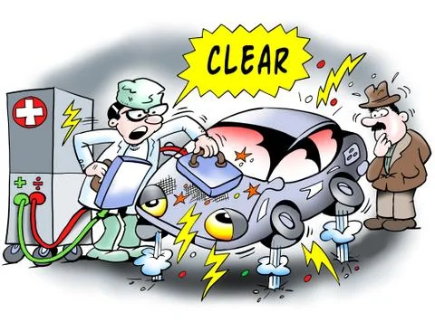Electric car gets restarted Stock Illustration
