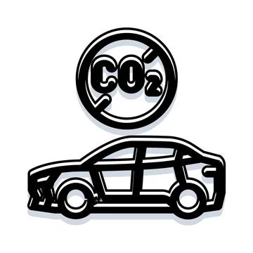 Electric car having zero carbon emissions icon Stock Illustration