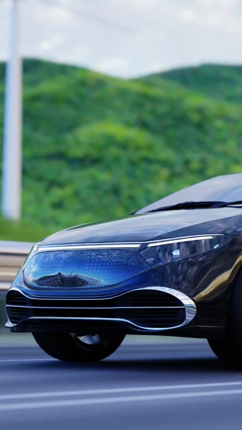Electric car on highway Stock Footage 303669418