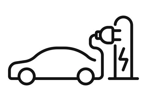 Electric car icon. Electrical cable plug charging symbol. Vector illustration Stock Illustration