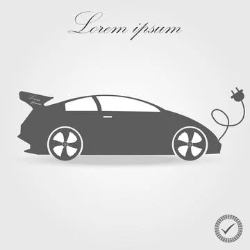 Electric car icon flat. Black pictogram on white background. Vector illustr.. Stock Illustration
