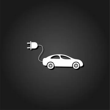 Electric car icon flat Stock Illustration