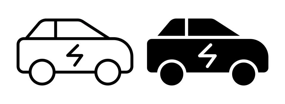 Electric Car Icon Set Vector Design for Eco-Friendly Transportation Stockillustratie