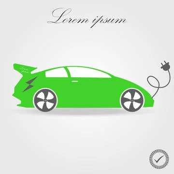 Electric car icon, vector. Side view of electric car. Stock Illustration