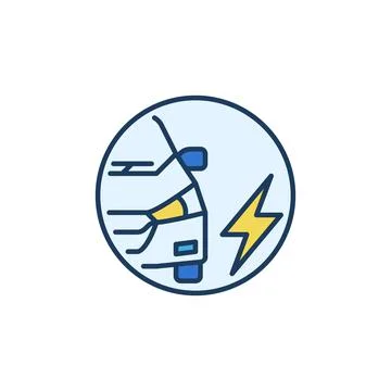 Electric car with Lightning vector round creative icon Stock Illustration