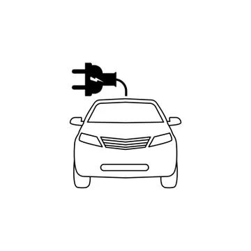 Electric car line Icon. vector illustration black on white background Stock Illustration