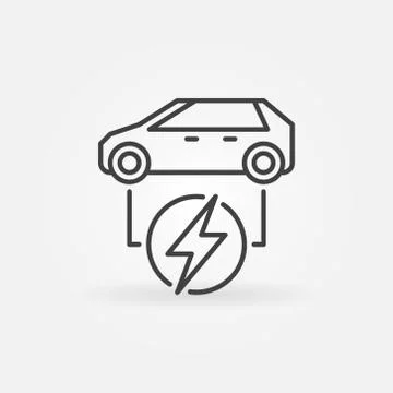 Electric car linear icon. Vector all-electric car line symbol Stock Illustration