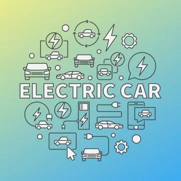 Electric Car modern vector round illustration Illustrazione stock