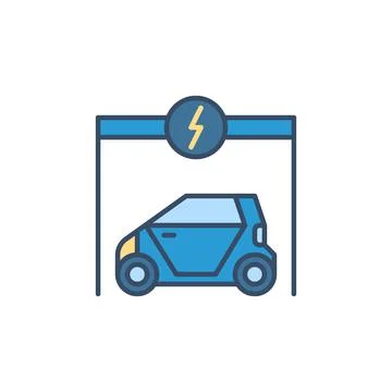 Electric Car or EV vector concept colored icon Stock Illustration