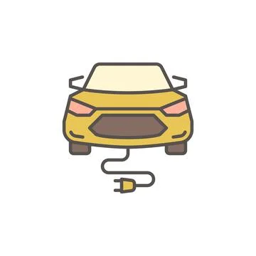 Electric Car or EV vector concept colored icon Stock Illustration