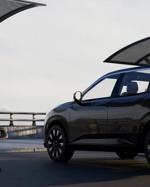 Electric car parked at an EV charging station Vidéo 332301913